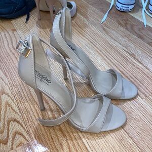 Nude open toe heeled sandals